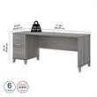 Pemberly Row 72W Office Desk with Drawers in Platinum Gray - Engineered Wood