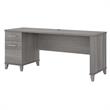 Pemberly Row 72W Office Desk with Drawers in Platinum Gray - Engineered Wood