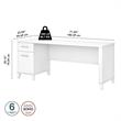 Pemberly Row 72W Office Desk with Drawers in White - Engineered Wood