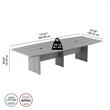 Pemberly Row Engineered Wood Conference Table with Wood Base in Platinum Gray