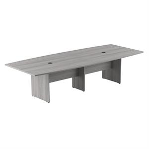 Pemberly Row Engineered Wood Conference Table with Wood Base in Platinum Gray