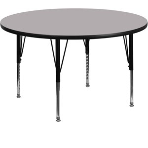Pemberly Row 26&quot x 60&quot Round Thermal Fused Top Activity Table in Gray