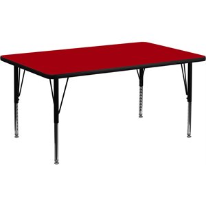 Pemberly Row 26&quot x 48&quot x 24&quot Thermal Fused Laminate Top Activity Table in Red