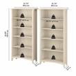 Pemberly Row Tall 5 Shelf Bookcase - Set of 2 in Antique White - Engineered Wood