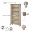 Pemberly Row Tall 5 Shelf Bookcase - Set of 2 in Antique White - Engineered Wood