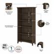 Pemberly Row Tall 5 Shelf Bookcase in Ash Brown - Engineered Wood