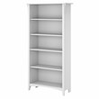 Pemberly Row Engineered Wood Tall 5 Shelf Bookcase in Pure White and Gray