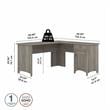Pemberly Row 60W L Shaped Desk with Storage in Driftwood Gray - Engineered Wood