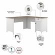 Pemberly Row Engineered Wood 60W L Shaped Desk with Storage in White / Gray