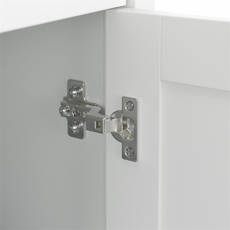 Pemberly Row Engineered Wood 60W L Shaped Desk with Storage in White / Gray