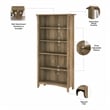 Pemberly Row Wood L Desk with File Cabinet & Bookcase in Reclaimed Pine