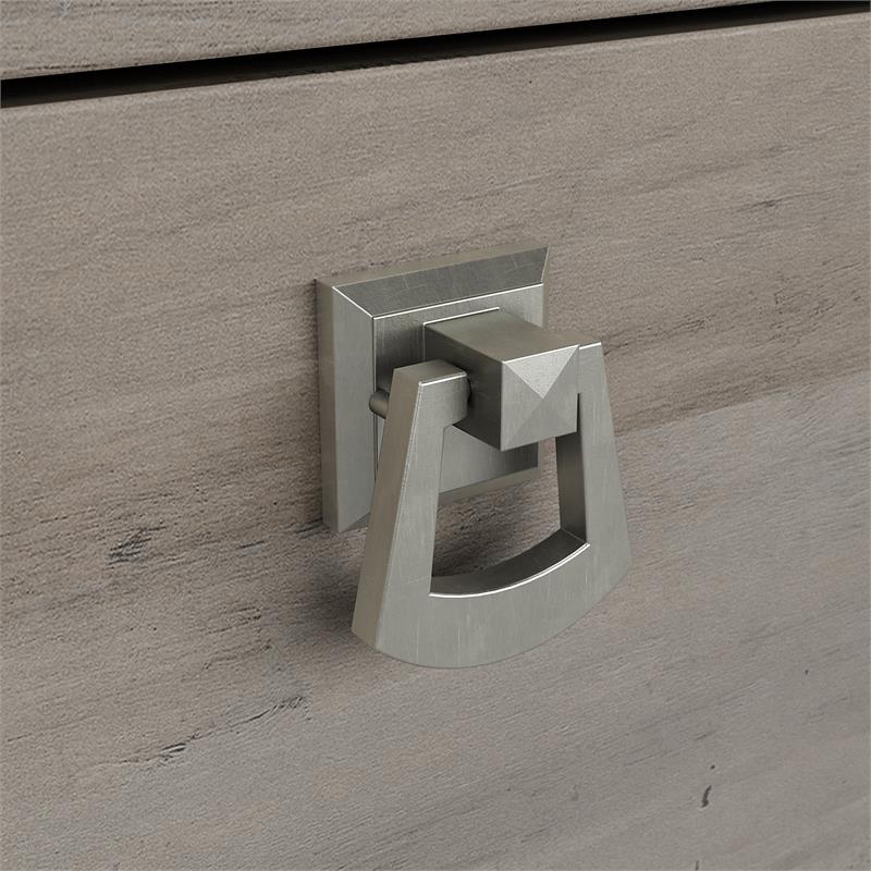 Pemberly Row 60W L Shaped Desk with Hutch in Driftwood Gray - Engineered Wood