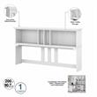 Pemberly Row Engineered Wood 60W L Shaped Desk with Hutch in White and Gray