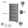 Pemberly Row Tall 5 Shelf Bookcase Set of 2 in Cape Cod Gray - Engineered Wood