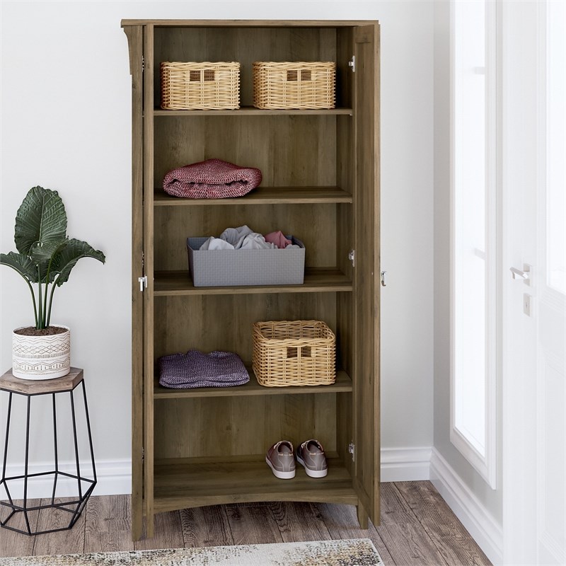 Pemberly Row Tall Storage Cabinet with Doors in Reclaimed Pine - Engineered Wood