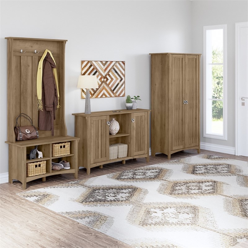 Pemberly Row Tall Storage Cabinet with Doors in Reclaimed Pine - Engineered Wood