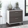 Pemberly Row Wood 2 Drawer Lateral File Cabinet in White and Storm Gray
