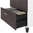 Pemberly Row Wood 2 Drawer Lateral File Cabinet in White and Storm Gray