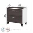 Pemberly Row Wood 2 Drawer Lateral File Cabinet in White and Storm Gray