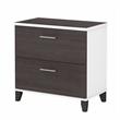 Pemberly Row Wood 2 Drawer Lateral File Cabinet in White and Storm Gray