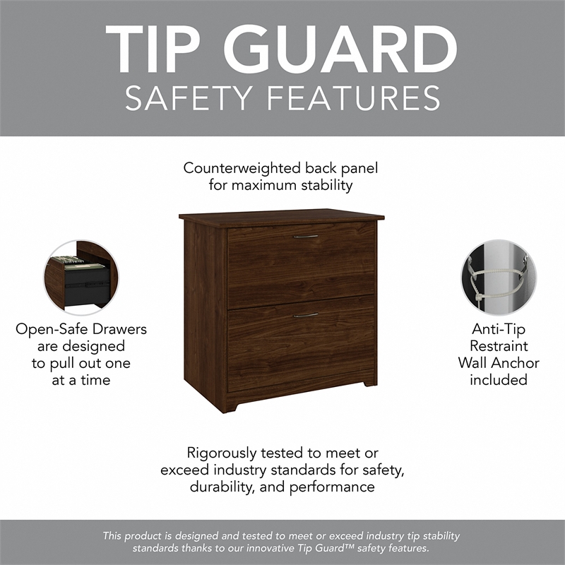 Pemberly Row L Desk with Hutch & File Cabinet in Modern Walnut - Engineered Wood