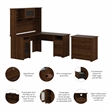 Pemberly Row L Desk with Hutch & File Cabinet in Modern Walnut - Engineered Wood