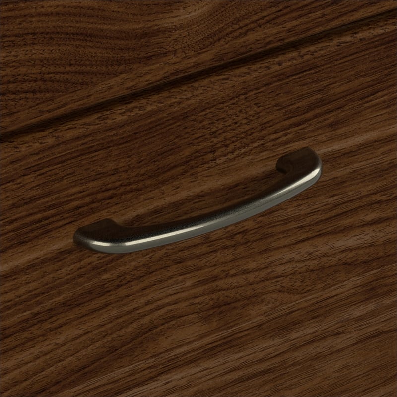 Pemberly Row L Shaped Desk with Hutch & Bookcase in Modern Walnut