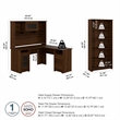 Pemberly Row L Shaped Desk with Hutch & Bookcase in Modern Walnut