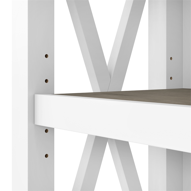 Pemberly Row Engineered Wood Tall 5 Shelf Bookcase in Pure White and Gray