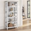 Pemberly Row Engineered Wood Tall 5 Shelf Bookcase in Pure White and Gray