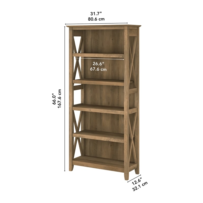 Pemberly Row Tall 5 Shelf Bookcase in Reclaimed Pine - Engineered Wood