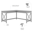 Pemberly Row 60W L Shaped Desk in Cape Cod Gray - Engineered Wood