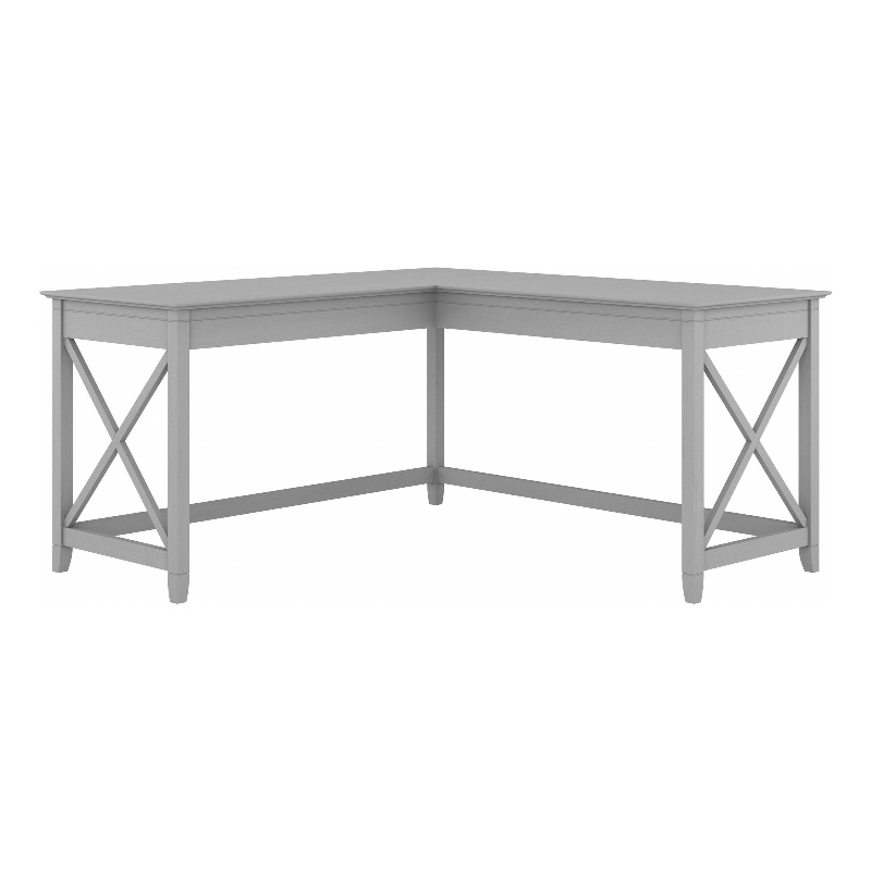 Pemberly Row 60W L Shaped Desk in Cape Cod Gray - Engineered Wood