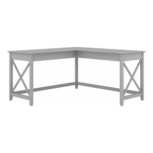 Pemberly Row 60W L Shaped Desk in Cape Cod Gray - Engineered Wood