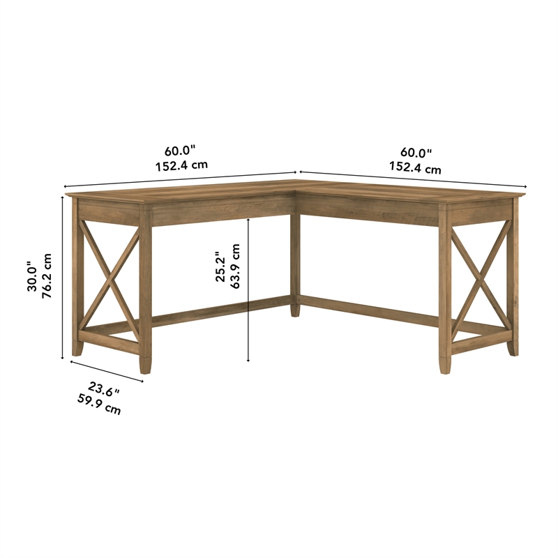 Pemberly Row 60W L Shaped Desk in Reclaimed Pine - Engineered Wood