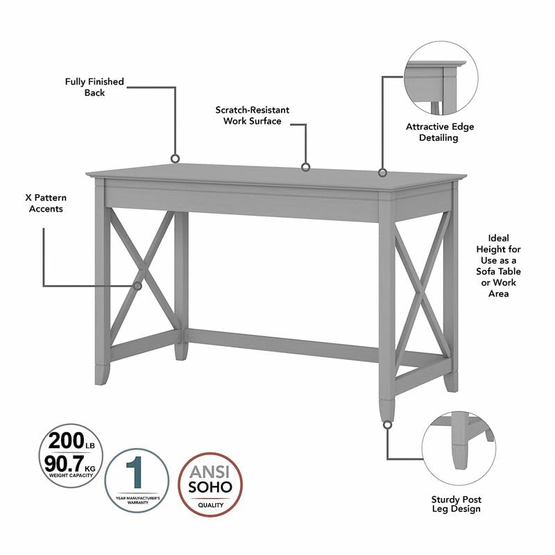 Pemberly Row Modern 48W Desk with File Cabinet & Bookcase in Gray