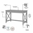 Pemberly Row Modern 48W Desk with File Cabinet & Bookcase in Gray
