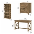 Pemberly Row 48W Desk with File Cabinet and Bookcase in Pine - Engineered Wood