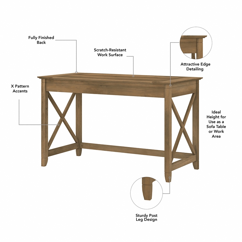Pemberly Row 48W Desk with File Cabinet and Bookcase in Pine - Engineered Wood