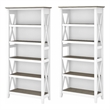 Pemberly Row Engineered Wood 5 Shelf Bookcase Set in Pure White and Shiplap Gray