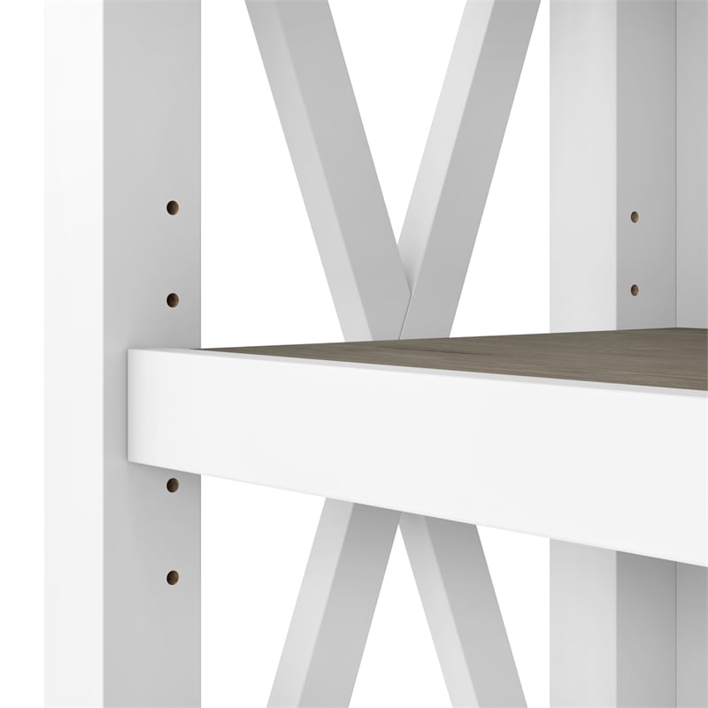 Pemberly Row Engineered Wood 5 Shelf Bookcase Set in Pure White and Shiplap Gray
