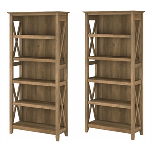 Pemberly Row 5 Shelf Bookcase Set of 2 in Reclaimed Pine - Engineered Wood