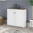 Pemberly Row Small Storage Cabinet with Doors in White & Gray