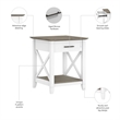 Pemberly Row Wood End Table with Storage in Pure White and Shiplap Gray