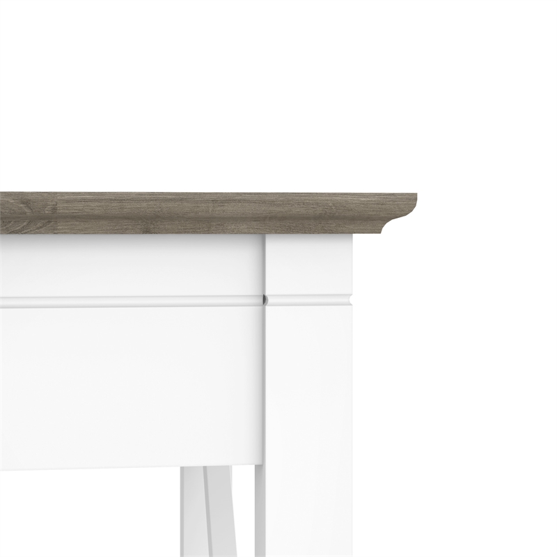 Pemberly Row Wood End Table with Storage in Pure White and Shiplap Gray