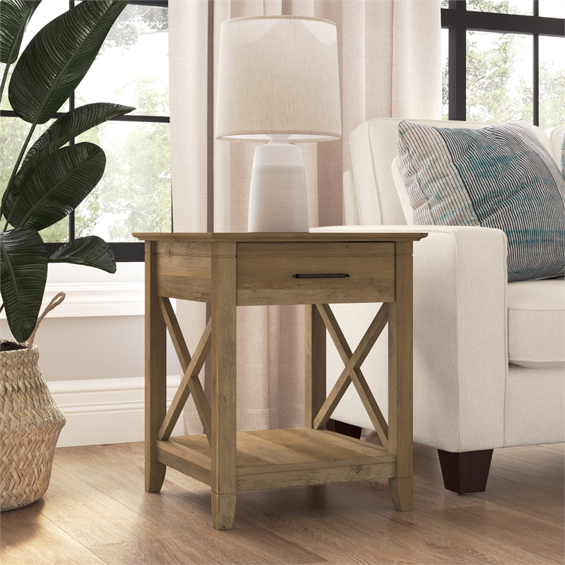 Pemberly Row Modern End Table with Storage in Reclaimed Pine