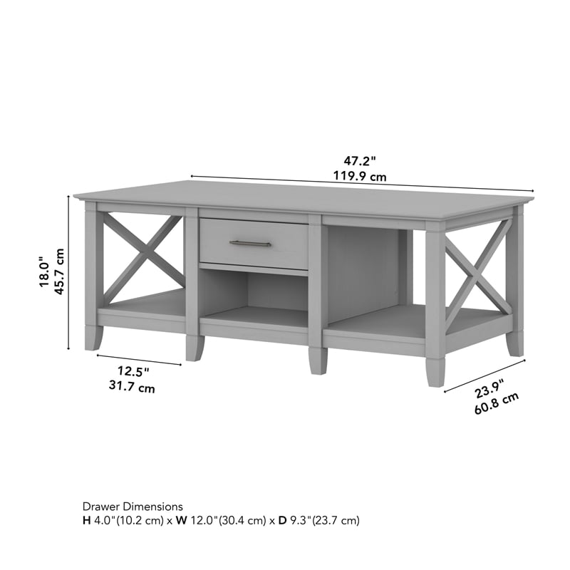 Pemberly Row Coffee Table with Storage in Cape Cod Gray - Engineered Wood