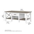 Pemberly Row Coffee Table with Storage in White and Gray - Engineered Wood