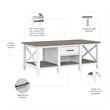 Pemberly Row Coffee Table with Storage in White and Gray - Engineered Wood