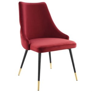 Pemberly Row 17.5&quot Tufted Performance Velvet Dining Side Chair in Maroon Red